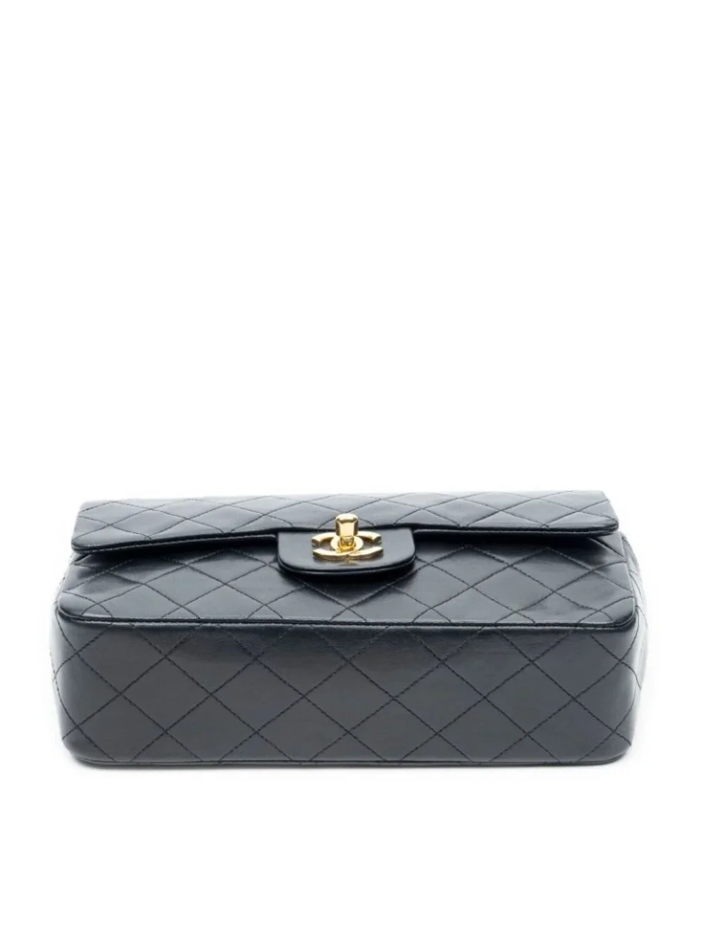Chanel Quilted Double Flap Bag Black Lambskin Leather